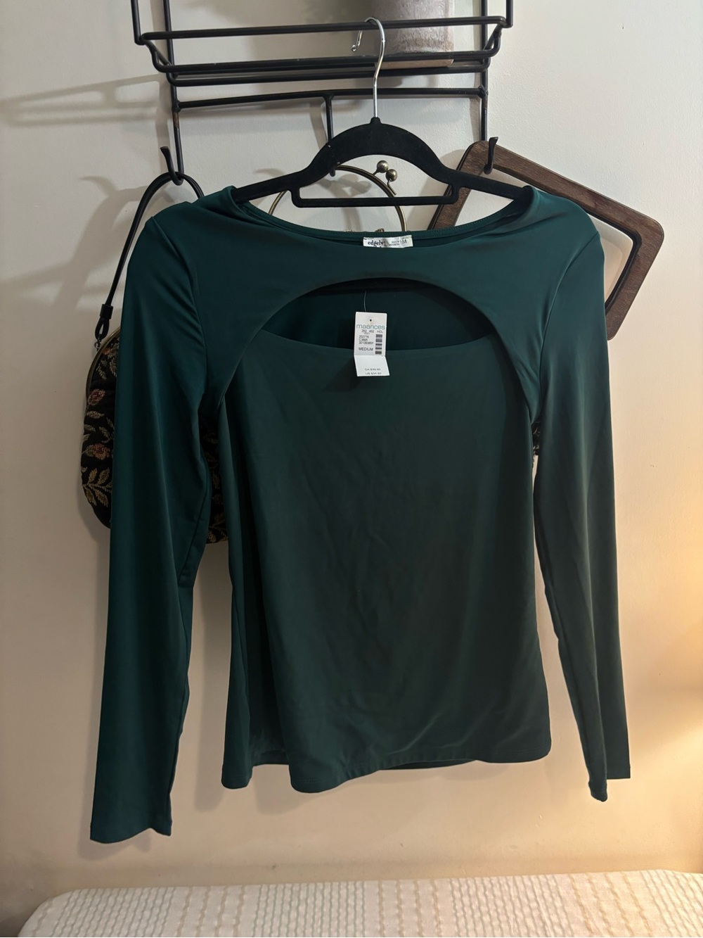 edge Women's Long Sleeve Cutout Top in Deep Teal